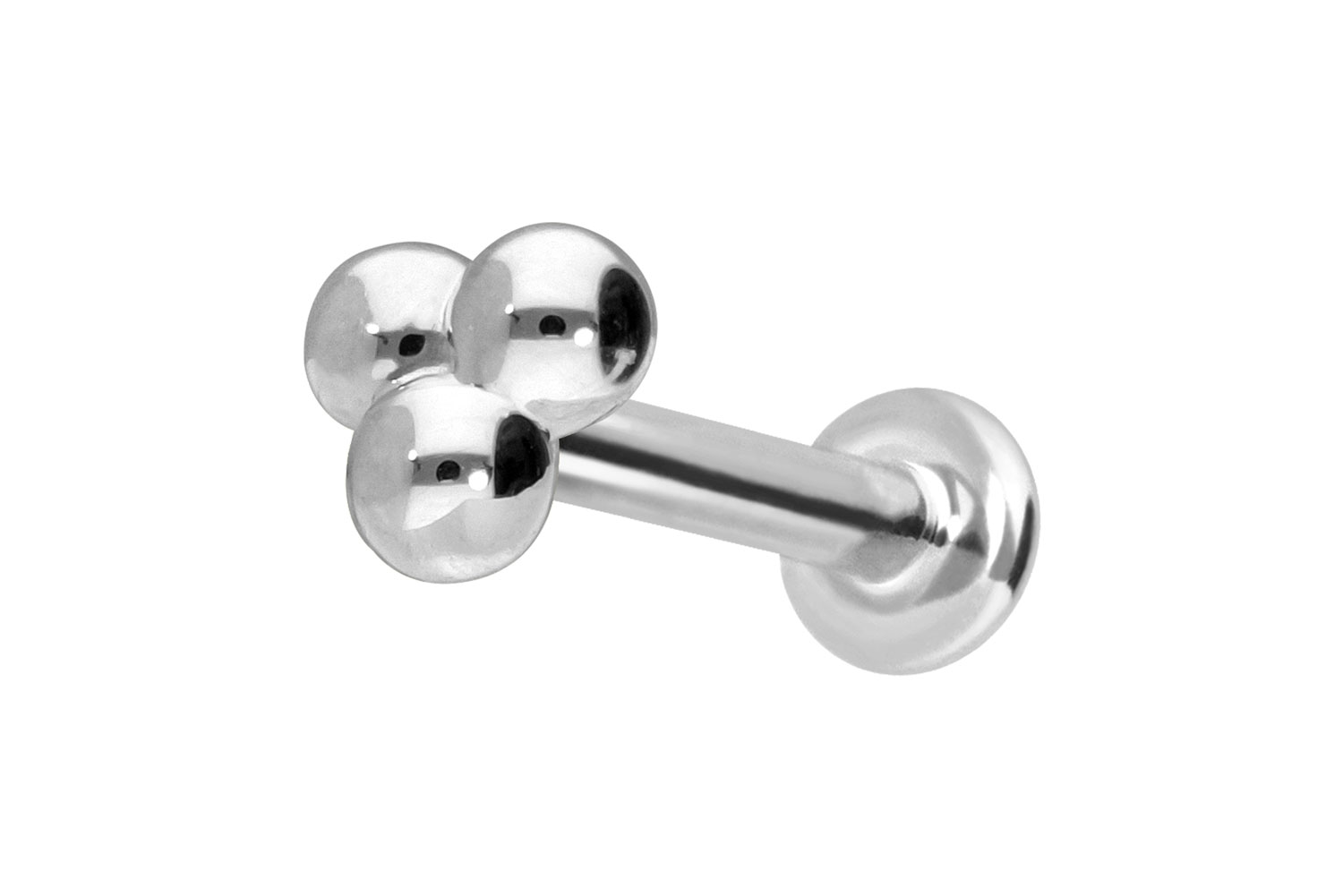 14 Karat Gold Labret Piercing mit Push Fit 3 KUGELN